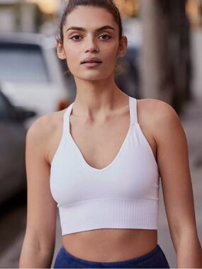FP Movement by Free People White Good Karma Cropped Criss Cross Tank Top XS/S